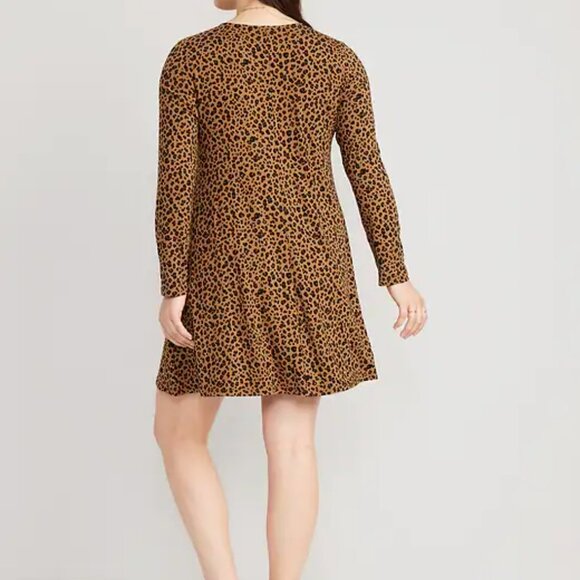 NWT✨ OLD NAVY medium brown leopard print long sleeve dress - Picture 16 of 16